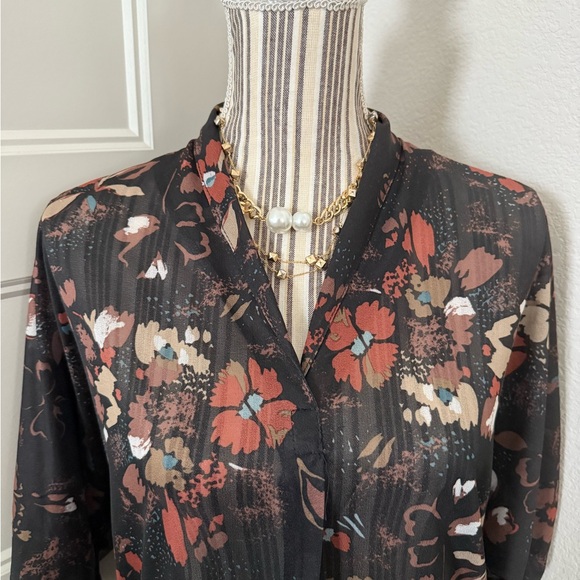 80s Vintage Semi-Sheer Floral Blouse – The Branch / Joshua Tree – Sz M - Picture 4 of 5